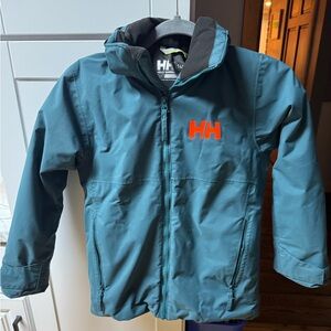 Helly Hansen Kids' Teal Winter Coat with Orange Logo